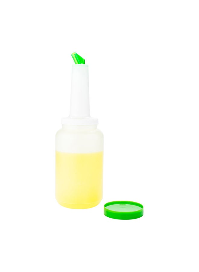 Restaurantware 2.5 qt Plastic Quick Pour Storage Container Bottle - with Green Spout and Lid - Bar Storage Bottle - 5" x 5" x 15" - 1ct Box - Bar Lux - Image 5