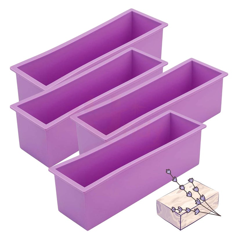 Undy Silicone Soap Mould for Soap Making 4 Pcs Rectangle Loaf Mould for Handmade Soap Making, Capacity : Upto 1.2 Kg, 25.3 x 7 x 7.3 Cm, Multicolour - Image 1