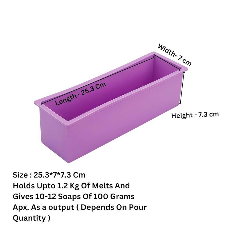 Undy Silicone Soap Mould for Soap Making 4 Pcs Rectangle Loaf Mould for Handmade Soap Making, Capacity : Upto 1.2 Kg, 25.3 x 7 x 7.3 Cm, Multicolour - Image 2