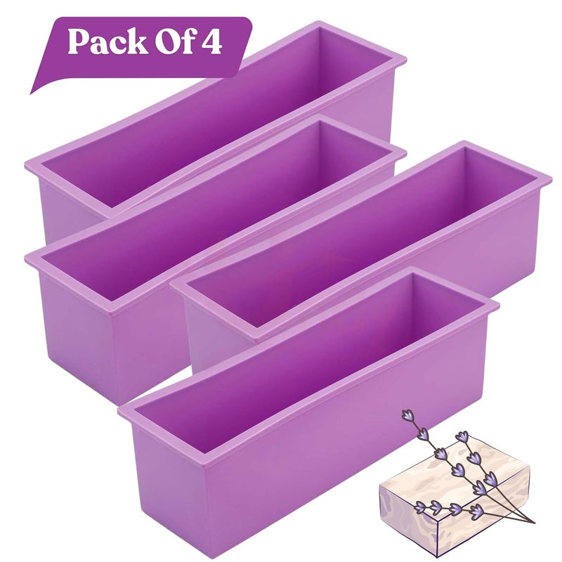 Undy Silicone Soap Mould for Soap Making 4 Pcs Rectangle Loaf Mould for Handmade Soap Making, Capacity : Upto 1.2 Kg, 25.3 x 7 x 7.3 Cm, Multicolour - Image 3