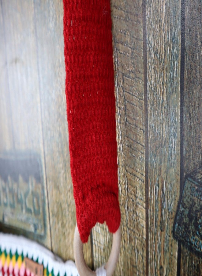 Sutra Handmade Wool Crochet Red Strap Tassel Bag | Boho Shoulder Purse | Eco-Friendly Reusable Tote Bag | Summer Beach Handbag for Women Girls - Image 5