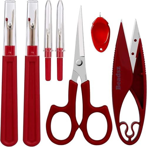 Beadsz Sewing Seam Ripper Tool, Stitch Remover and Thread Cutter with 2big+2small Seam Rippers,1 Pack Thread Snips,1pack 5”Scissor - Image 1