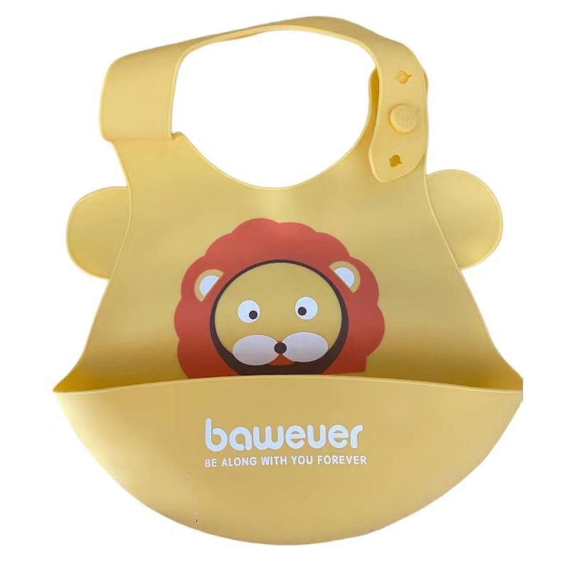 Genaric Waterproof Silicone Baby Bib: Features a wide pocket to catch food and help keep clothes clean, with easy-to-adjust back buttons for a comfortable fit as the child grows. - Image 2