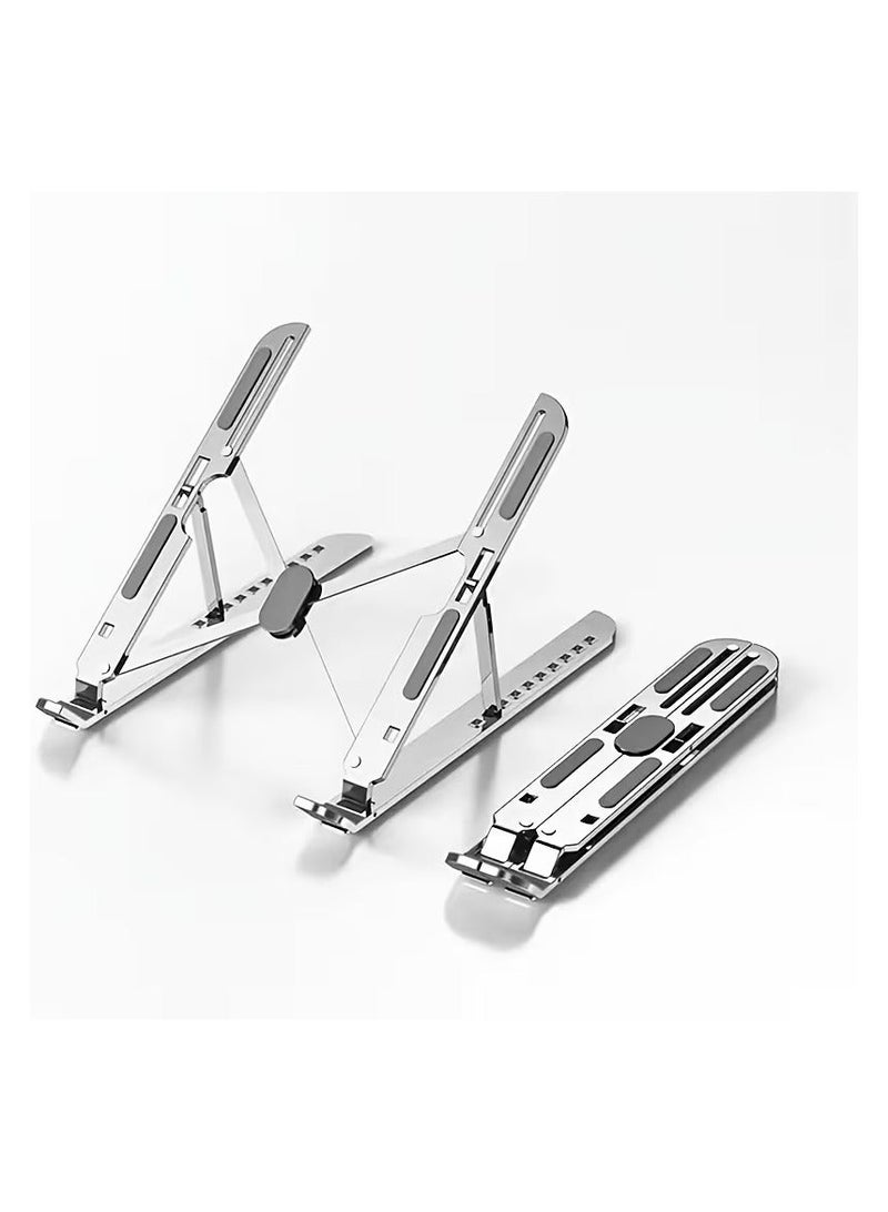 Mismo Adjustable Laptop Stand for Desk - Foldable & Portable Laptop Riser with Ventilated Cooling, Designed for MacBook Pro/Air, Dell, HP, Sony, Notebooks, Tablet - Silver - Image 2