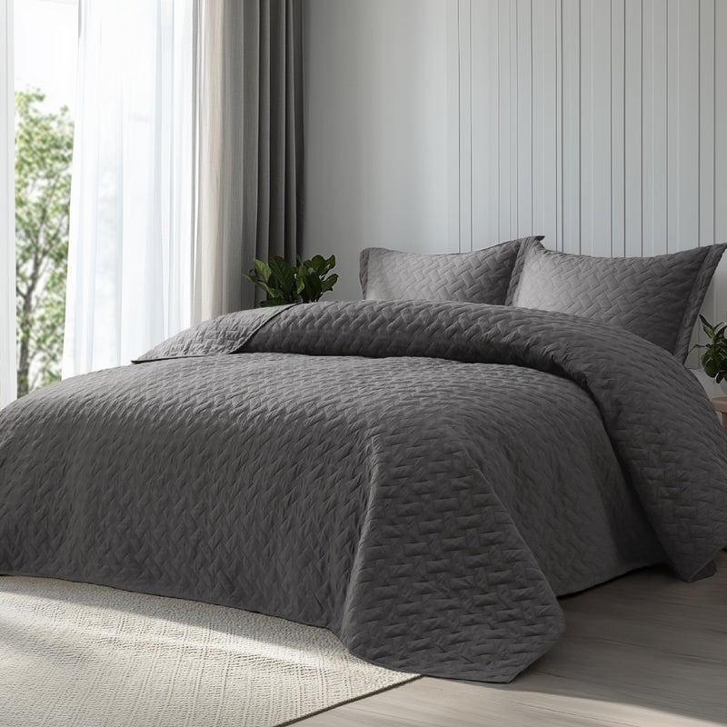 Bedsure Quilts Twin Size - Lightweight Bedspreads Twin Size with Basket Weave Pattern, Soft Quilt Bedding, Grey Comforter Coverlet for All Seasons (68" x 86") - Image 1