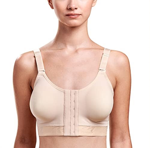 MARENA Caress Low Coverage Pocketed Bra - Compression Support Mastectomy Bra Beige - Image 1