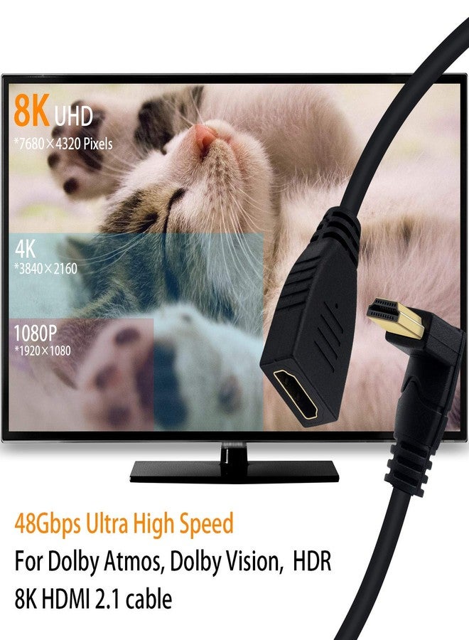 Poyiccot 8K HDMI Extension Cable, Short 8K HDMI 90 Degree Down Angle Male to Female HDMI 2.1 Cable 48Gbps with 8K 60Hz Video and 3D HDR for TV/Xbox /PS4 /PS5 (Down M/F), 0.5feet - Image 2