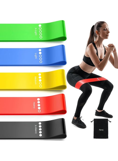 Resistance Bands, Exercise Workout Bands for Women and Men, 5 PCS of Stretch Bands for Booty Legs, Pilates Flexbands