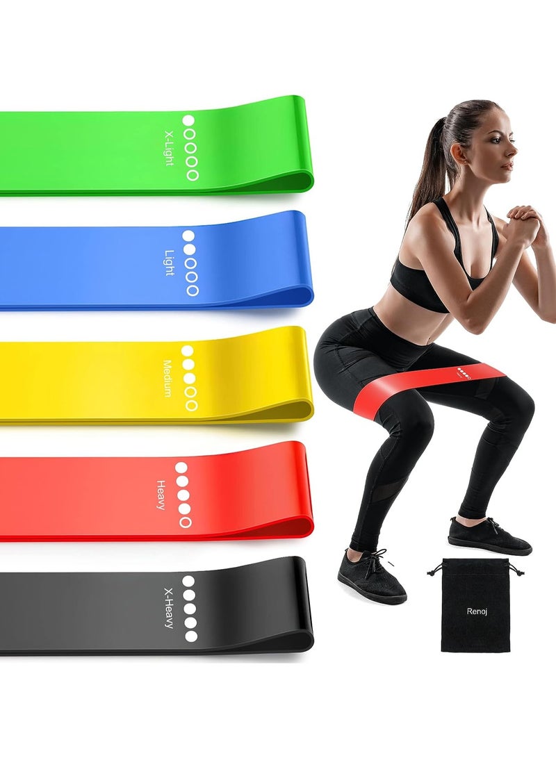 Resistance Bands, Exercise Workout Bands for Women and Men, 5 PCS of Stretch Bands for Booty Legs, Pilates Flexbands - Image 1