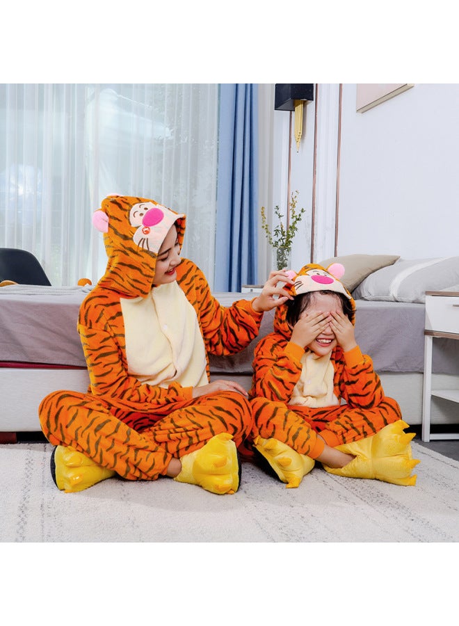 Autumn Winter Cartoon Onesie Pajamas Family Pikachu Dinosaur Flannel Performance Casual Homewear One Piece Drop Shipping