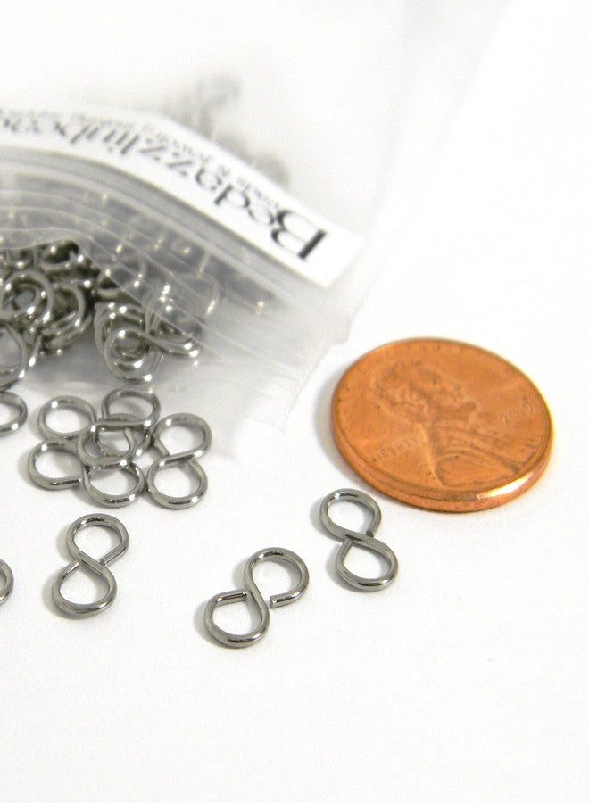 Bedazzlinbeads 50 Surgical 304 Grade 10mm x 5mm Stainless Steel Metal Figure 8 Shaped Wire Link Ring Jumprings - Image 2