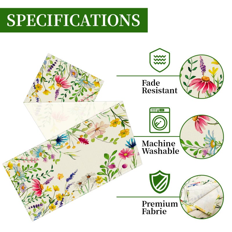 Bloss Spring Table Runner 72inch Long, Lavender Daisy Floral Table Runner Spring, Easter Summer Kitchen Dining Table Runners for Home Party,Wedding,Daily Farmhouse Decor,13x72 Inch - Image 5