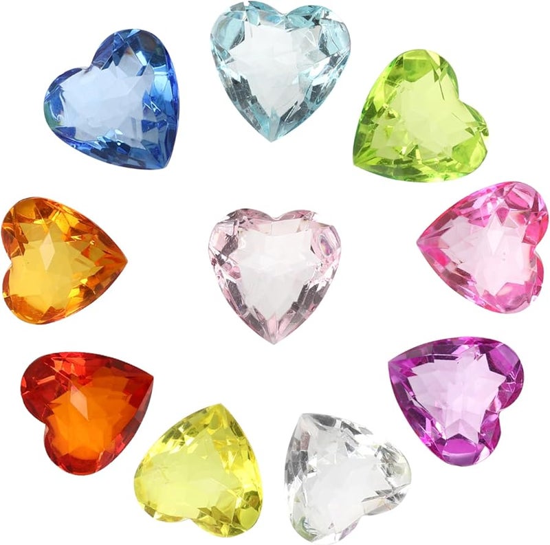 أحجار أكريليك متعددة الألوان على شكل قلب لمجوهرات الحرف اليدوية وديكورات الحفلات ولعب الأطفال - Image 2