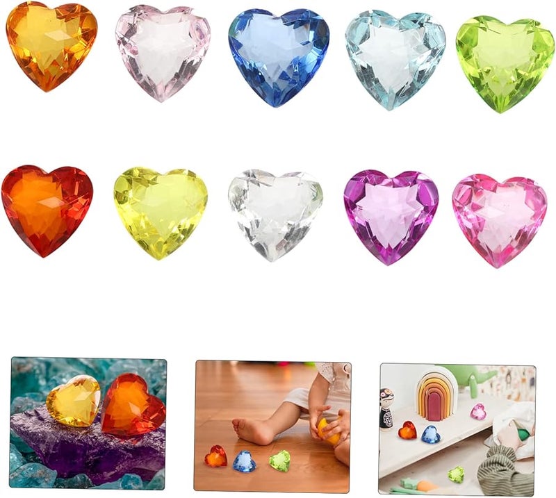 أحجار أكريليك متعددة الألوان على شكل قلب لمجوهرات الحرف اليدوية وديكورات الحفلات ولعب الأطفال - Image 3