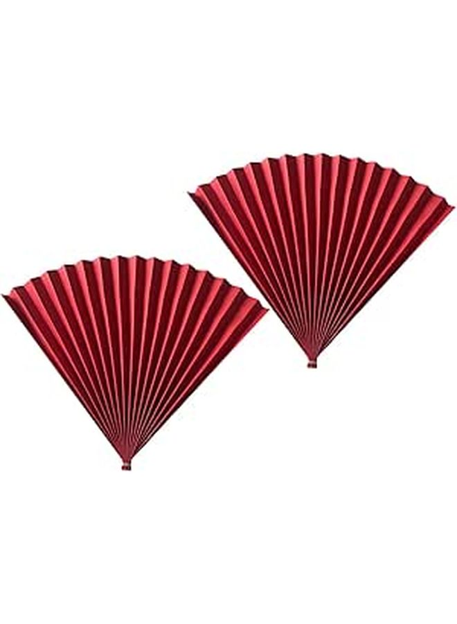 Vintage Red Folding Paper Handheld Fans For Chinese Decor Photography Prop - Image 1