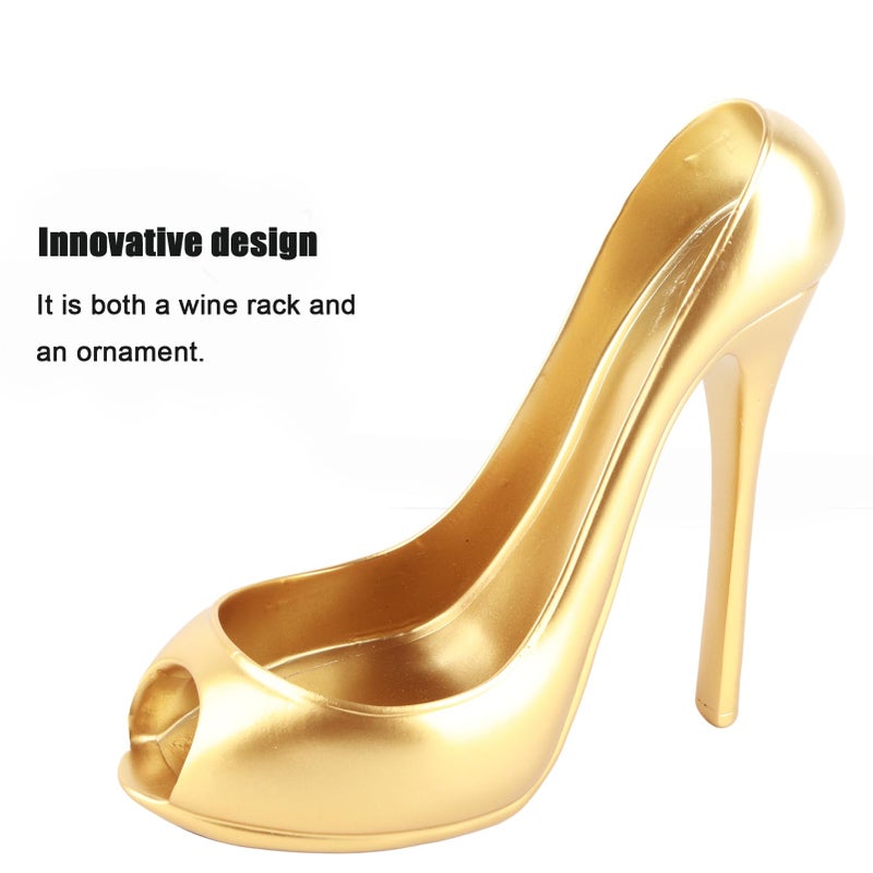 Gold High Heel Shoe Wine Bottle Holder Tabletop Display Rack For Home Decoration - Image 3