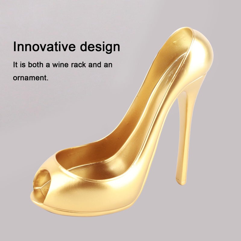 Gold High Heel Shoe Wine Bottle Holder Tabletop Display Rack For Home Decoration - Image 4