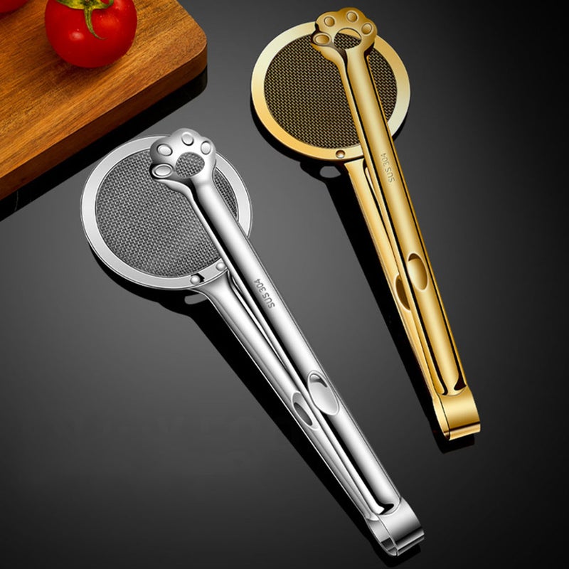 Stainless Steel Oil-Frying Filter Clip Fine Mesh Oil Strainer Kitchen Frying Oil Filter Clamp - Image 1