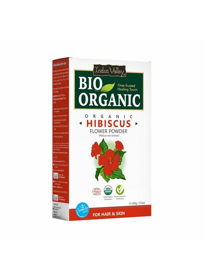 Indus Valley Bio Organic Hibiscus Flower Powder For Face Pack And Hair Mask Natural Pure Hibiscus Rosasinensis Hair & Skin Care Gudhal Ka Phool Powder For Dull Hair & Dry Scalp 100G - Image 1