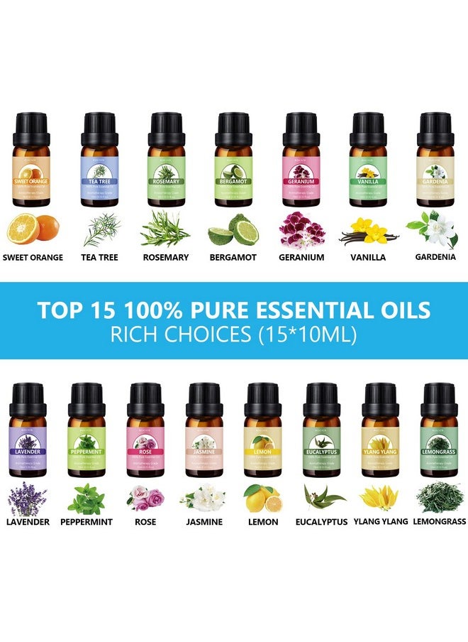 Essential Oil Diffusers，550Ml Oil Diffuser With 15X10Ml Essential Oils，Aromatherapy Diffuser With Ultrasonic Technology Diffusers For Essential Oils Large Room Home Office