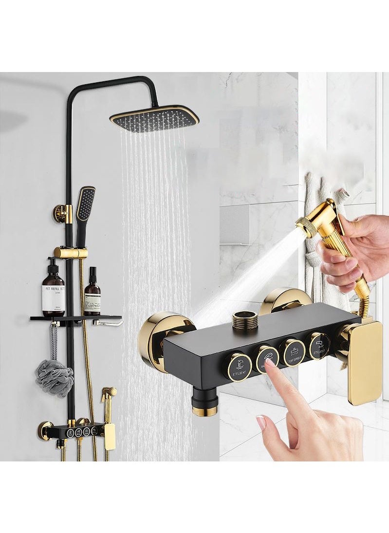 Monda - Shower Set, Thermostaticc Shower Faucet Set Wall Mounted Shower Faucet Set Piano and Shower Keys with Bath Spout, Hand Sprayer - Image 1