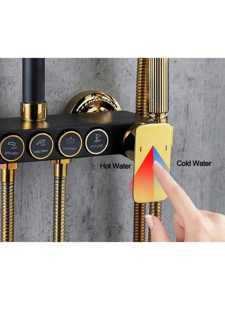 Monda - Shower Set, Thermostaticc Shower Faucet Set Wall Mounted Shower Faucet Set Piano and Shower Keys with Bath Spout, Hand Sprayer - Image 1