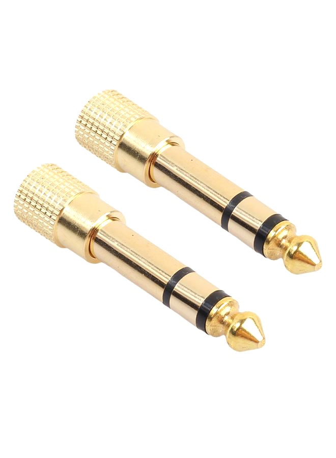 2-Piece 6.3mm 1/4 Male Plug to 3.5mm 1/8 Female Jack Stereo Headphone Audio Adapter Gold - Image 1