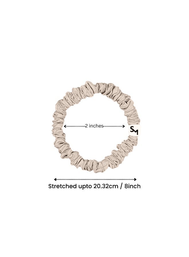 Silk Me Pure Mulberry Silk Scrunchie - Hair Nourishment - Hypoallergenic and Anti bacterial properties - Hair Hydration - Slim - Set of 2 (Rose Gold) - Image 2