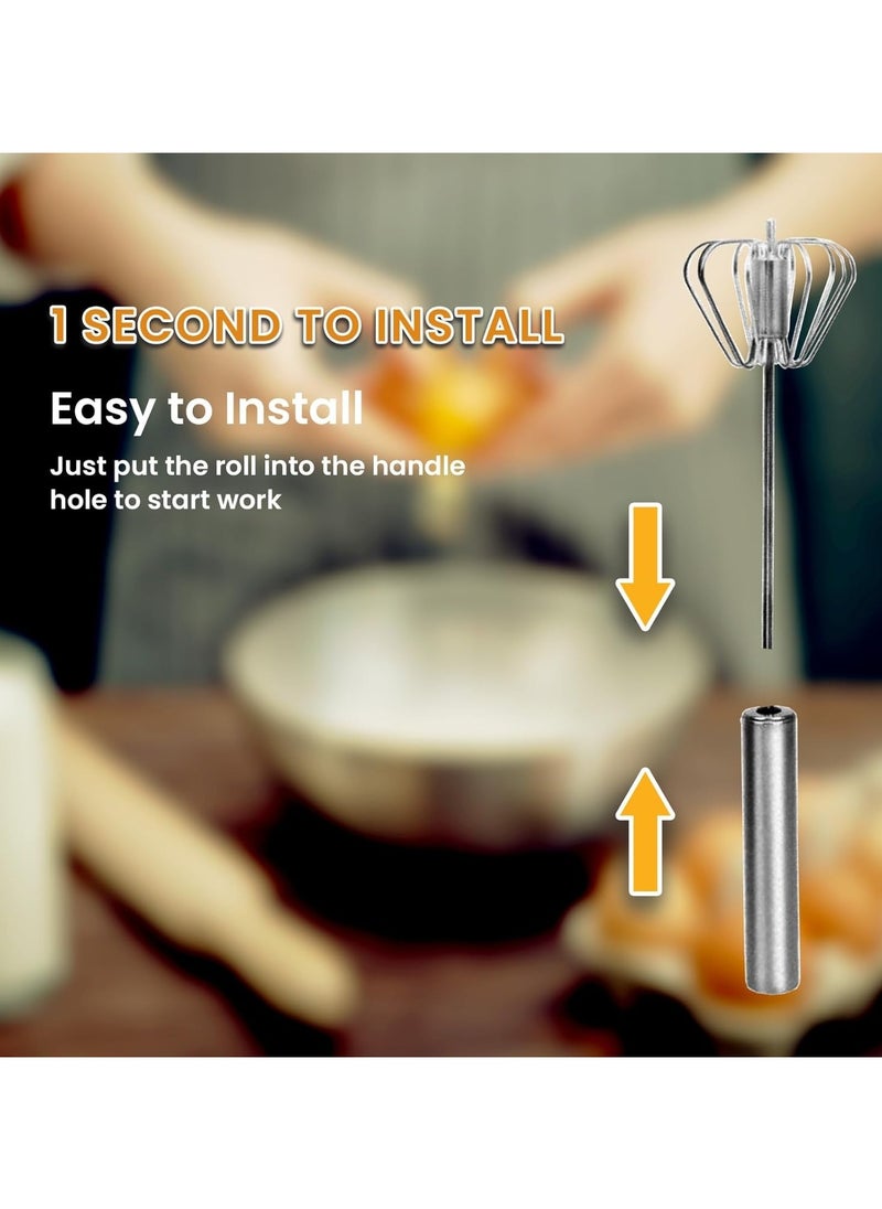 Semi-Automatic Egg Whisk, 14 Inch Stainless Steel Handheld Whisk For Home Blending, Milk frother, Whisking, Egg Beating, Stirring, Hand Push Rotary