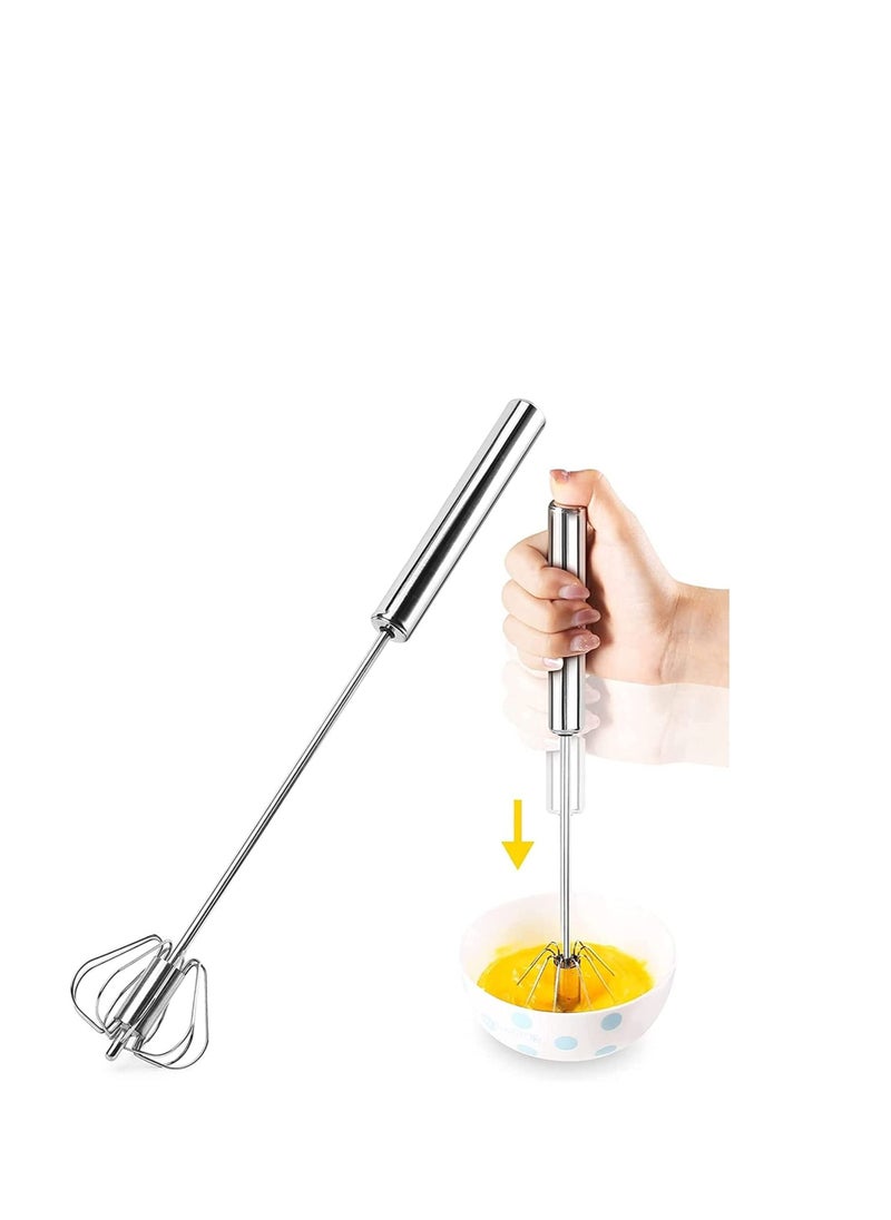 Semi-Automatic Egg Whisk, 14 Inch Stainless Steel Handheld Whisk For Home Blending, Milk frother, Whisking, Egg Beating, Stirring, Hand Push Rotary