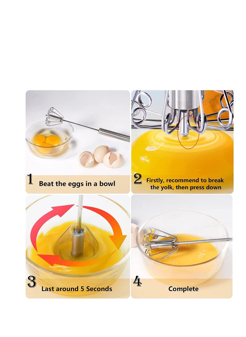 Semi-Automatic Egg Whisk, 14 Inch Stainless Steel Handheld Whisk For Home Blending, Milk frother, Whisking, Egg Beating, Stirring, Hand Push Rotary