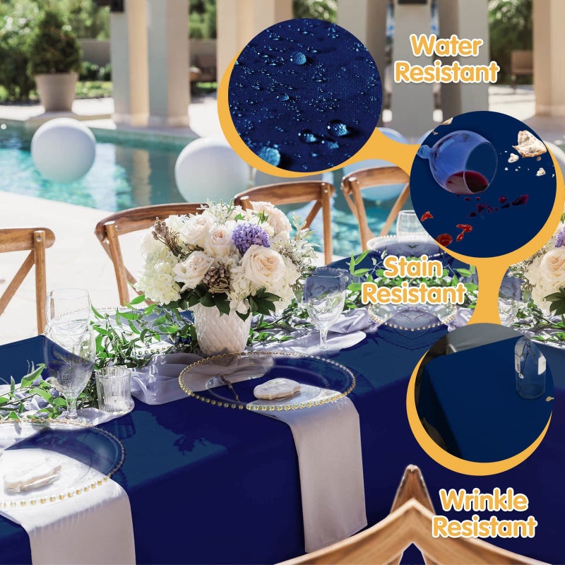 BRILLMAX 6 Pack Navy Blue Tablecloths 60 x 102 Inch for 6ft Rectangle Tables - 150 GSM Polyester Fabric, 15" Standard Drop, Water, Stain & Wrinkle Resistant Cloth Cover for Wedding Dining Buffet - Image 3