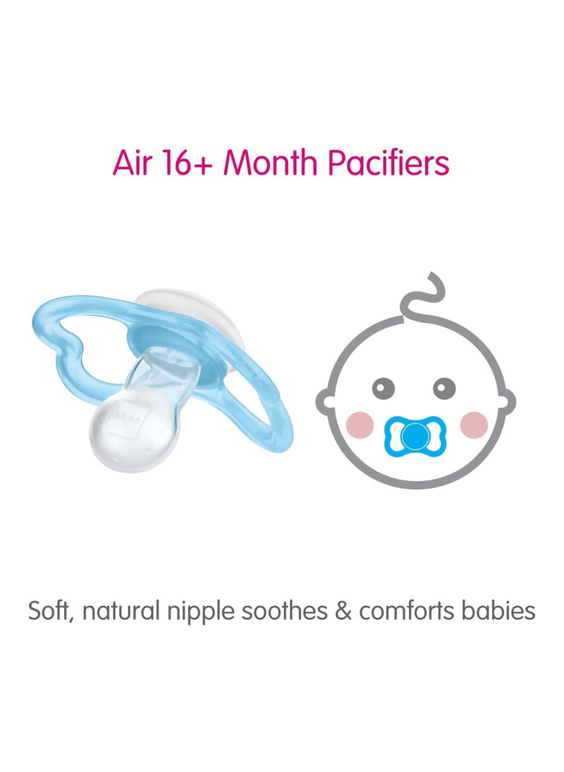MAM Air Day And Night Baby Pacifier For Sensitive Skin Glows In The Dark 3 Pack 16+ Months Boy 3 Count Pack Of 1  - Image 2