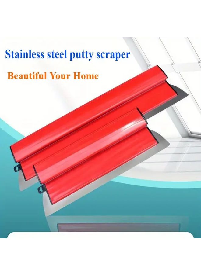 2Pcs Stainless Steel Putty Scraper Flexible Drywall Spatula Multi Size Metal Tool - Image 2