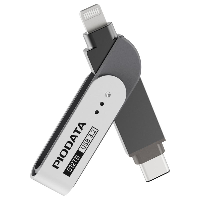 Piodata iXflash iPhone Flash Drive 512GB Apple MFi Certified Lightning USB C 31 Memory Stick Metal 2in1 for Android Phone iPad Computer Photo Video Backup Photo Stick with Free APP - Image 2