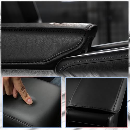 MUXEE Armrest Box Center Console Cover for Kia Forte cerato 2019 2020 2021 2022 2023 2024, Microfiber Leather - Black Stitches - Image 3