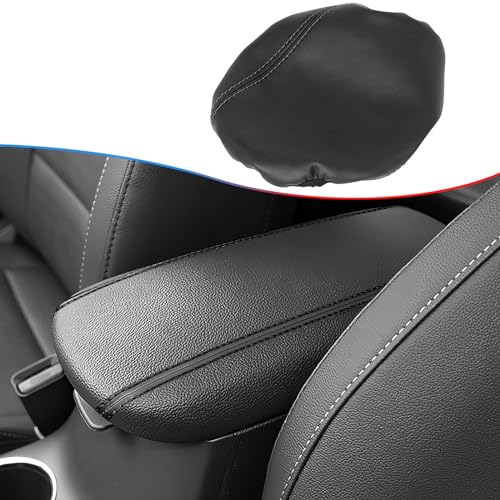 MUXEE Armrest Box Center Console Cover for Kia Forte cerato 2019 2020 2021 2022 2023 2024, Microfiber Leather - Black Stitches - Image 1