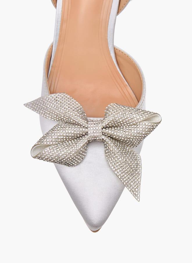 Celeste Women's Bow Embellished Slingback Shoes with Stiletto Heels Ramadan Collection - Image 4