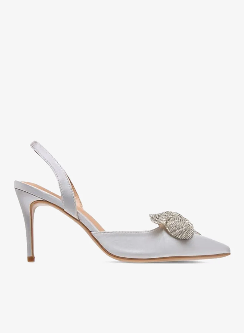 Celeste Women's Bow Embellished Slingback Shoes with Stiletto Heels Ramadan Collection