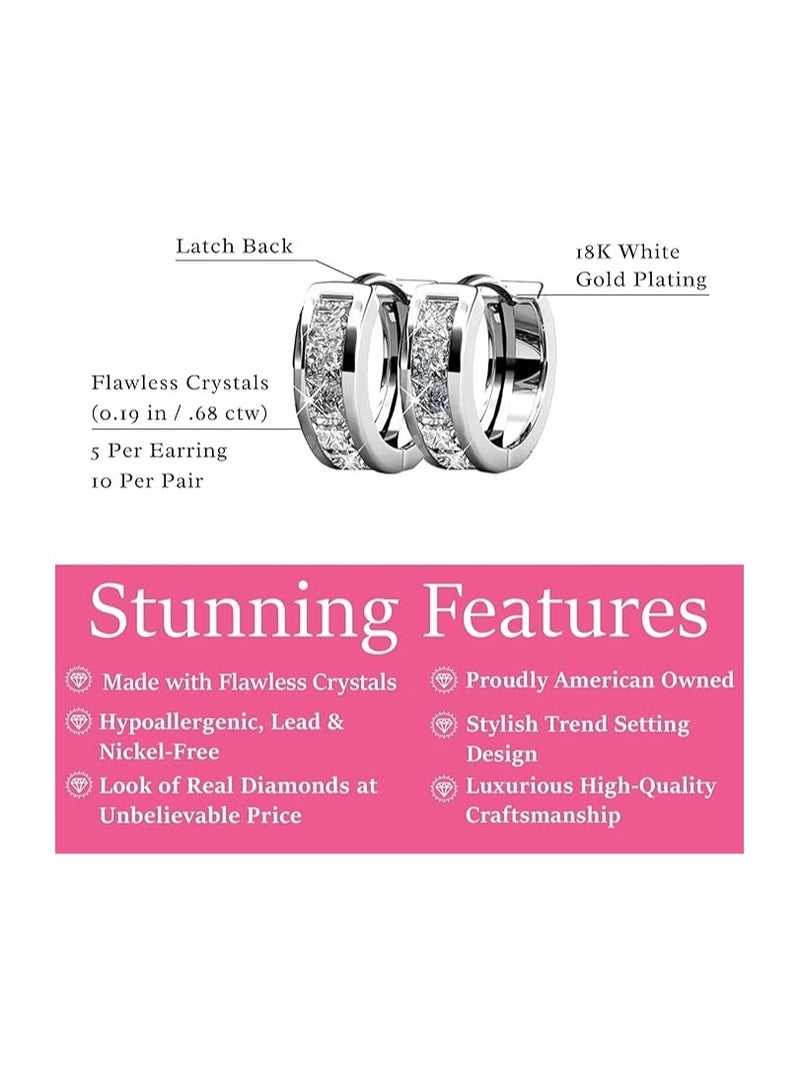 Cate & Chloe Giselle 18k White Gold-Plated 15mm Hoop Earrings with Simulated Diamond Crystals, Stylish Hypoallergenic Jewelry for Women, Giftable Accessory for Her on Christmas, Birthday - Image 2