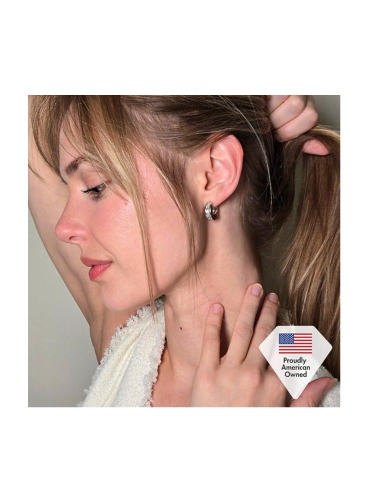 Cate & Chloe Giselle 18k White Gold-Plated 15mm Hoop Earrings with Simulated Diamond Crystals, Stylish Hypoallergenic Jewelry for Women, Giftable Accessory for Her on Christmas, Birthday - Image 4