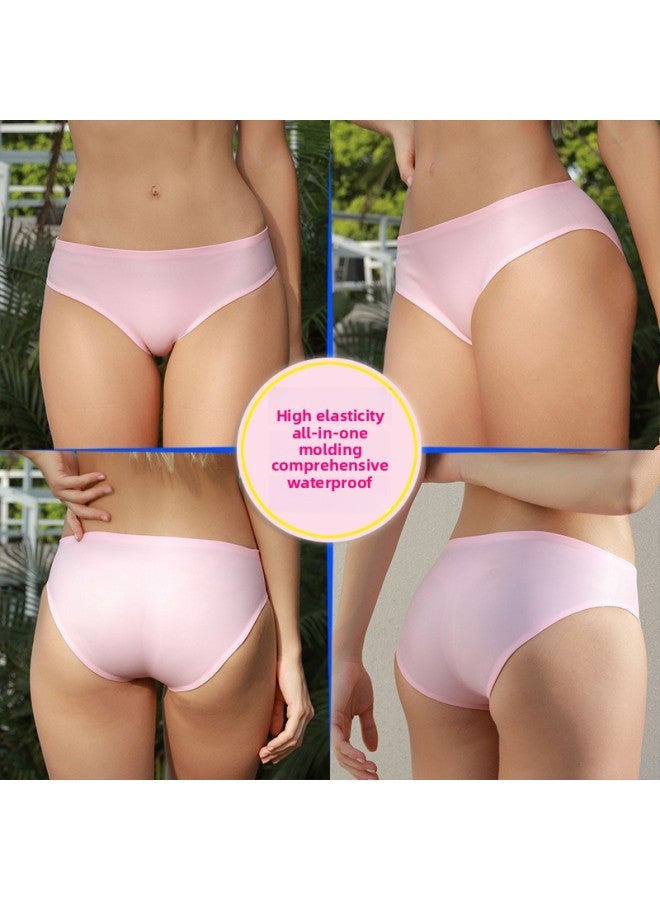 Men's Four-Corner Boxer Hot Spring Panties Silicone Triangle Waterproof Side Leak-proof Women's Safety Trousers Quick-drying Swimming Trunks-Colour:Bright Yellow (triangle)-