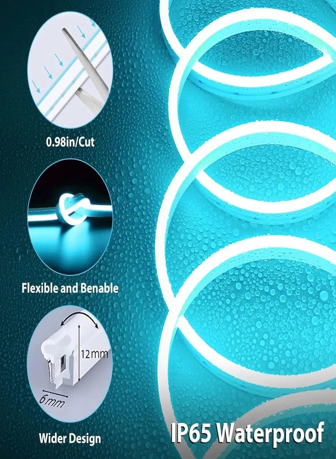 NEWNESS 5M Ice Blue Neon LED Strip Light with 12V Adapter | IP65 Waterproof Silicone Flexible Rope Light for Home Decor & DIY - Image 2