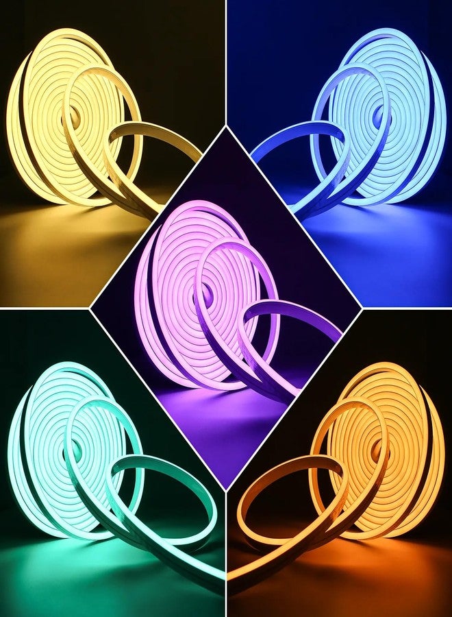 NEWNESS 5M Ice Blue Neon LED Strip Light with 12V Adapter | IP65 Waterproof Silicone Flexible Rope Light for Home Decor & DIY - Image 5