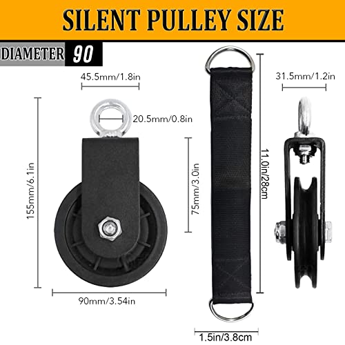 Taeku Cable Pulley, Silence Smooth Detachable Rotation Traction Wheel LAT Pulley System Attachment DIY Lifting Blocks Hoists for Home Projects Clothesline Shop Lifts (3.54in) - Image 2