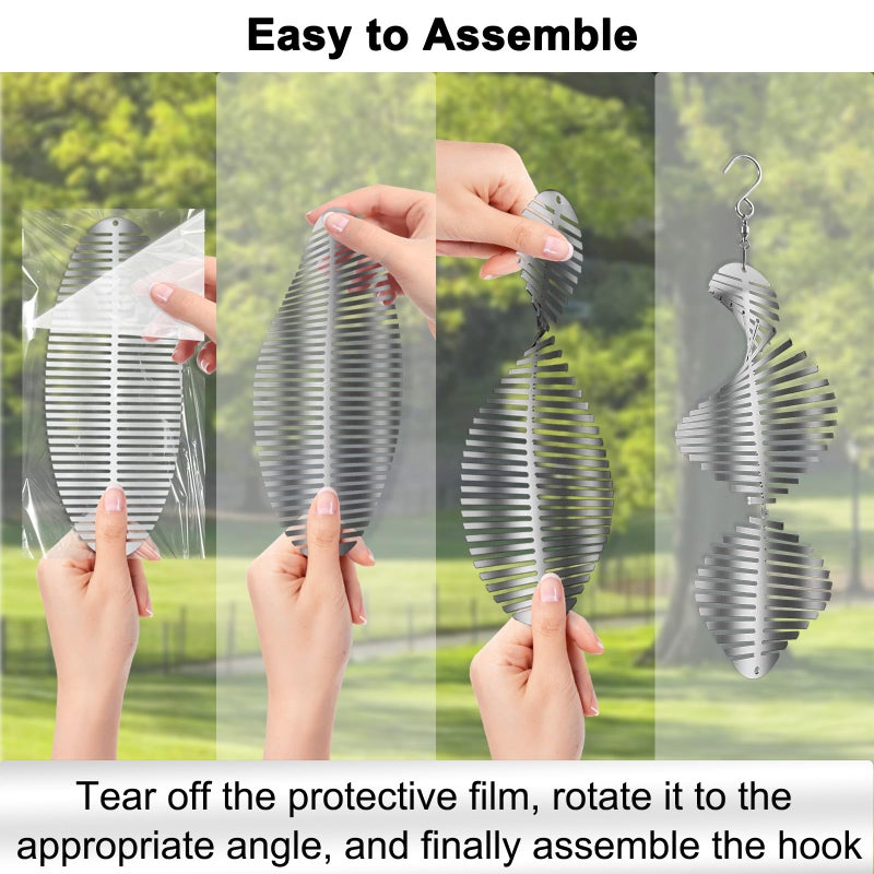 CHONOVO Bird Deterrents for Outside Patio, Bird Scare Devices Set Highly Reflective 3D Wind Spinners Outdoor Garden Decor, Bird Reflectors to Keep Birds Away Window Roof Yard Orchards Deck 9 Discs 3 Pcs - Image 5