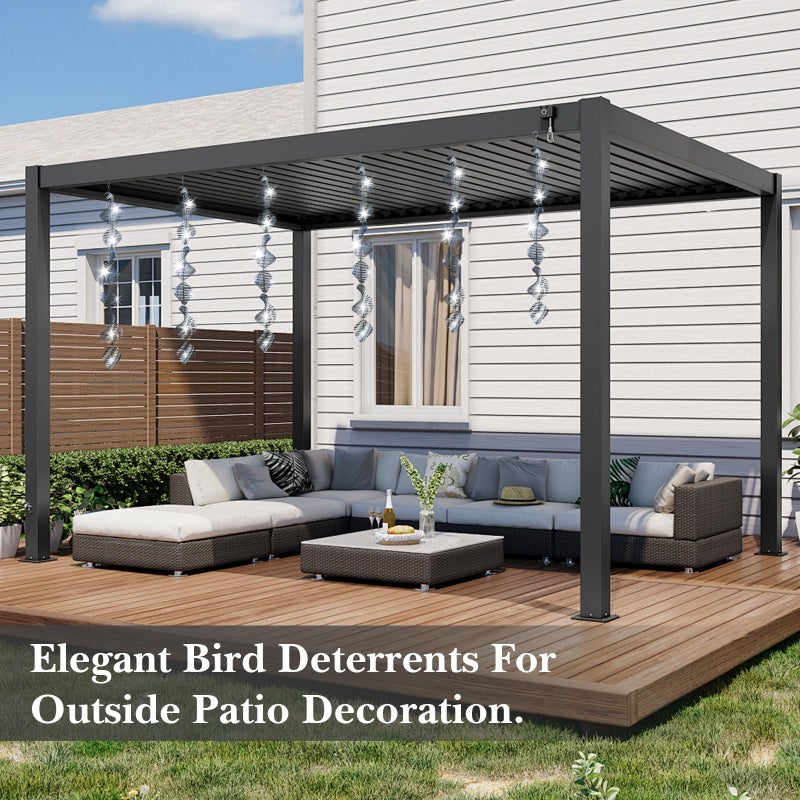 CHONOVO Bird Deterrents for Outside Patio, Bird Scare Devices Set Highly Reflective 3D Wind Spinners Outdoor Garden Decor, Bird Reflectors to Keep Birds Away Window Roof Yard Orchards Deck 9 Discs 3 Pcs - Image 2