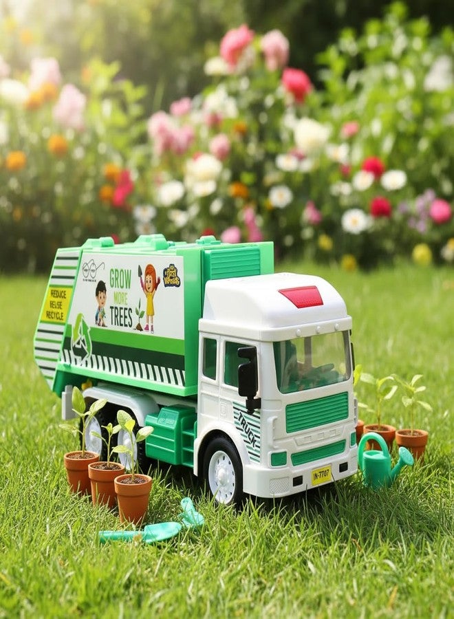 PLUSPOINT Jumbo Garbage Truck for Kids Friction Powered City Service Waste Management Truck Recycling Garbage Pretend Play Educational Toys Push n go Toy Green Vehicle for Kids - Image 4