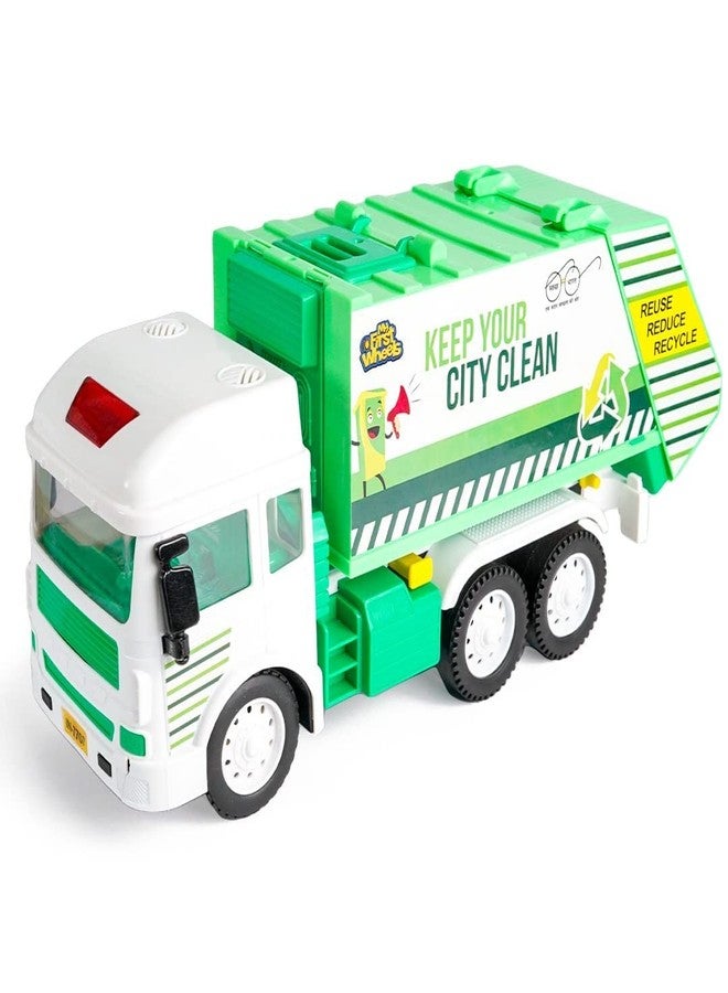 PLUSPOINT Jumbo Garbage Truck for Kids Friction Powered City Service Waste Management Truck Recycling Garbage Pretend Play Educational Toys Push n go Toy Green Vehicle for Kids - Image 1