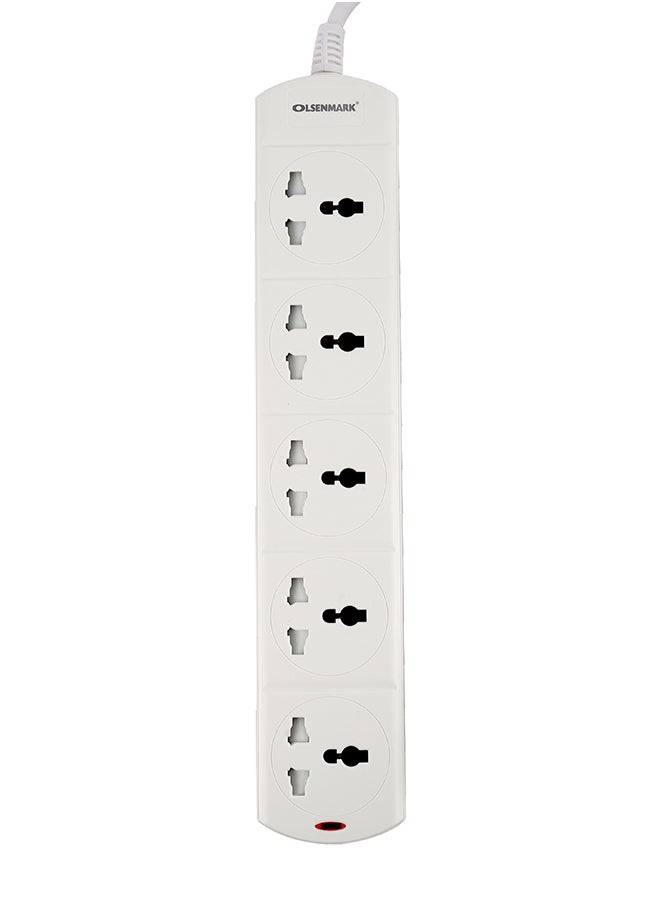Olsenmark - Olsenmark 5 Way Power Socket OMES1811D, 3 M cord, PP Fire Proof Housing and Child Safety, Ideal for Home, Office - Image 1